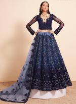 Net Navy Blue Wedding Wear Embroidery Work Lehenga Choli